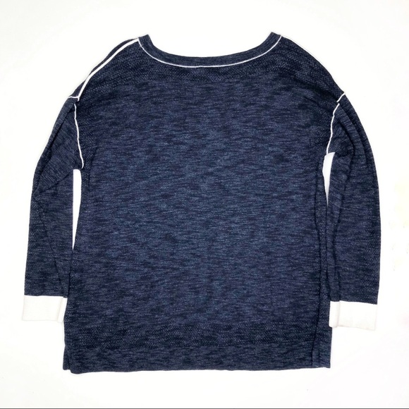 T by Talbots Slub Knit Drop Shoulder Pullover Sweater Navy Blue XL - Picture 3 of 6